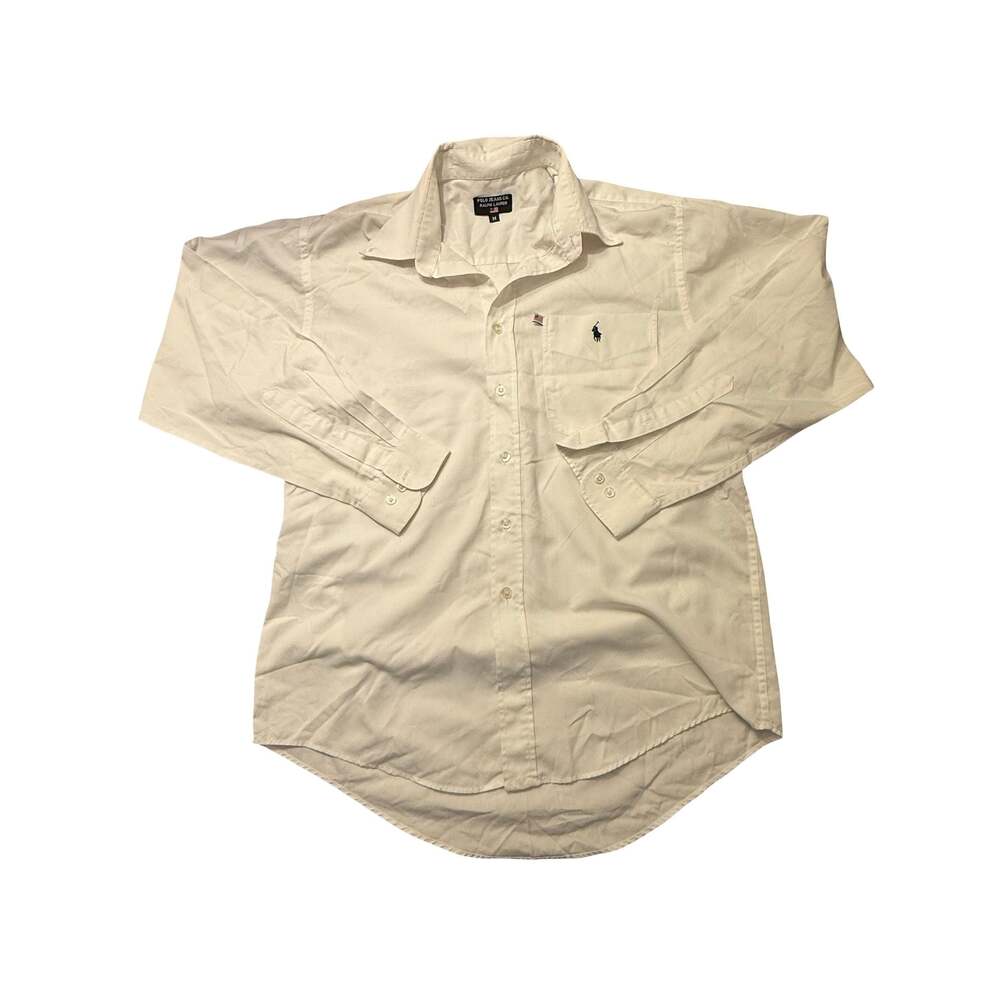Polo Jeans Co. Ralph Lauren White Long Sleeve Button Down Shirt Size M